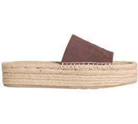 Klein Calvin Klein Brown Leather Platform Espadrille Sliders