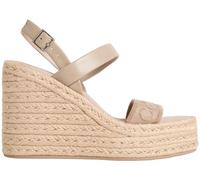 Klein Calvin Klein Cream Leather Espadrille Wedge Sandals