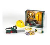Theo Klein 8532 Set bûcheron Bosch - avec tronçonneuse électronique : bruitage, Fonction Lumineuse et chaîne tournante - avec Casque, Casque Anti-Bruit, Lunettes et Gants - pour Les Enfants dès 3 Ans