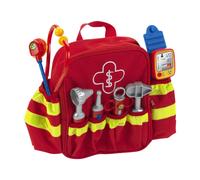 Theo Klein 4314 Sac à dos de secouriste, Avec stéthoscope, seringue et beaucoup d'autres accessoires, Tensiomètre électronique avec bruitage, Dimensions : 28 cm x 25 cm x 8, 5 cm