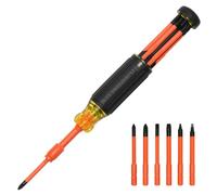 Klein Tools 32306INS Tournevis multi-embouts isolé 6 en 1, tournevis multi-embouts avec collier autobloquant, 1000 V, rangement d'embouts dans la poignée