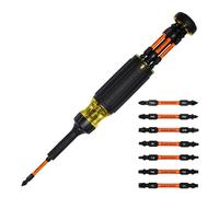 Klein Tools 32315HD Tournevis à cliquet multi-embouts 15-en-1 résistant aux chocs avec 7 pointes de zone de torsion ProFlex à double extrémité, tourne-écrous de 6,35 mm 8 pièces