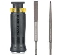 Klein Tools 32753SD SDS Tournevis de démolition, pointes biseautées plates et pointes bulles, utilisation avec marteaux perforateurs rotatifs et pieds-de-biche à main, 3 pièces