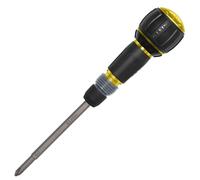 Klein Tools 32960ARCHT Tournevis à cliquet Fastbit Tru-Grip, poignée à cliquet style boule avec collier à dégagement rapide, cruciforme #2 et embout à double extrémité fendue de 6 mm, compatible avec