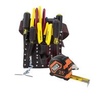 Klein Tools 5300 Kit d'outils pour électricien comprenant 4 tournevis, 4 pinces, mètre ruban, dénudeuse, pochette à outils, ceinture à outils, 12 pièces