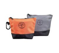 Klein Tools 55470 | Pochette outils zippée stand-up 2 pièces | Fond renforcé 2520d ballistic | Corps 1680d ballistic | Intérieur coloré pour visibilité | Orange et gris