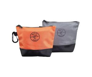 Klein Tools 55470 | Pochette outils zippée stand-up 2 pièces | Fond renforcé 2520d ballistic | Corps 1680d ballistic | Intérieur coloré pour visibilité | Orange et gris