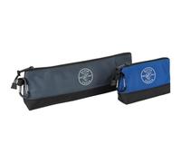 Klein Tools 55559 Lot de 2 Sacs Utilitaires à Fermeture éclair avec mousquetons, Bleu de 17,8 cm et Gris de 35,6 cm avec Fond renforcé