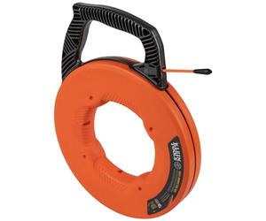 KLEIN TOOLS 56383 Fish Tape, extracteur de fil en fibre de verre à rainures multiples avec pointe en nylon, boîtier et poignée optimisés, 30,5 m, orange/noir