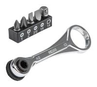 KLEIN TOOLS, Lot de 5 mini clés à cliquet 65200 avec cruciforme, fente et adaptateur pour d'autres tailles de douilles, pour espaces restreints