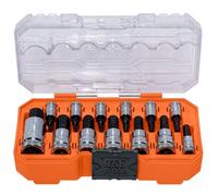 Klein Tools Lot de 13 douilles hexagonales moletées 65213HEXM - 1/4", 3/8" et 1/2" - Acier Cr-V de qualité supérieure - Tailles métriques de 2 à 14 mm