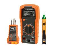 Klein Tools 69149P Kit de test électrique avec multimètre numérique, testeur de tension sans contact et testeur de prise électrique, câbles et piles, vert, rouge