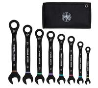 KLEIN TOOLS 69408MG Jeu de 8 clés mixtes à cliquet métriques, 8 à 19 mm | Cliquet réversible 90 dents | Œil traversant 12 pans | Profil en I | Pochette enroulable