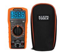 Klein Tools 80196 Kit multimètre numérique avec étui, testeur de tension 600 V AC/DC, teste les batteries, le courant, la résistance, les diodes et la continuité, étui de transport de protection