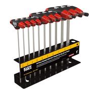 KLEIN TOOLS JTH610EB Lot de 10 clés hexagonales SAE avec extrémité sphérique et poignée en T avec lames de 15,2 cm, support inclus