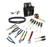 Klein Tools Klein Tools 80118 Kit d'outils d'électricien avec protection des yeux et pochette en cuir 10 poches 18 pièces