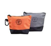 Klein Tools 55470 | Pochette outils zippée stand-up 2 pièces | Fond renforcé 2520d ballistic | Corps 1680d ballistic | Intérieur coloré pour visibilité | Orange et gris