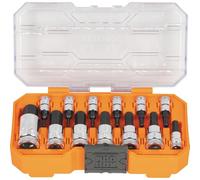 Klein Tools Lot de 13 douilles hexagonales moletées 65213HEXM - 1/4", 3/8" et 1/2" - Acier Cr-V de qualité supérieure - Tailles métriques de 2 à 14 mm