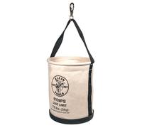 KLEIN TOOLS Seau en toile 5109PS - Seau à outils à paroi droite à large ouverture avec poche et mousqueton pivotant, charge nominale de 34 kg