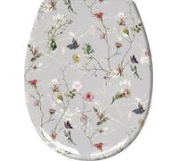Kleine Wolke Abattant WC Flores avec système d'abaissement automatique, couleur : multicolore, matériau : thermodurcissable, dimensions : 37 x 45 cm, 1860148075, longueur 37 cm, largeur 45 cm, hauteur