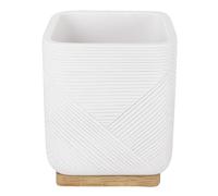 Kleine Wolke Gobelet à Brosse à Dents Crossover, Accessoires, Couleur : Blanc, matériau : polyrésine, Bambou, Longueur 8 x Largeur 8 x Hauteur 9,7 cm, Blanc