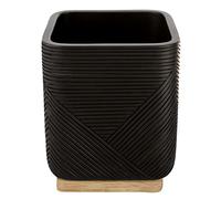 Kleine Wolke Gobelet à Brosse à Dents Crossover, Accessoires, Couleur Noir, matériau : polyrésine, Bambou, Longueur 8 x Largeur 8 x Hauteur 9,7 cm