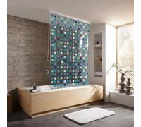 Kleine Wolke Rideau de Douche avec Enrouleur pour Cassette Vide Carreaux Bleu