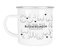 kleinebuchstaben® Tasse personnalisée en émail avec nom ou nom de votre choix | Pour votre meilleure amie - BFF - Chère petite amie - Avec nom - 300 ml - Argenté