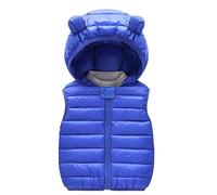 Kleinkind Kinder Baby Jungen Winter Warme Ärmellose Jacke Oberbekleidung Feste Bärenohren Weste Mäntel Mit Gepolsterte Oberbekleidung, Bleu, 18-24 mois