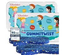 KLEINTOBER I 2 Gummitwists Bleues I Caoutchouc Sauteur I Twister I Jouets d'intérieur et d'extérieur I Corde Chinois I avec Instructions pour Les Jeux I pour Filles & garçons, Parfait comme Cadeaux