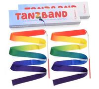 KLEINTOBER I 2 Rubans DE GYMNASTIQUES I Bande Arc-en-Ciel pour Enfants I Ruban de Danse avec Instructions pour Les Exercices I Petit Cadeau