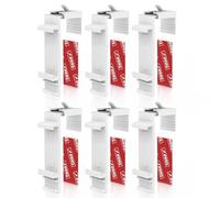 KLEMMFLEX Lot 3 Paires Supports Serrage Longs pour Store Double avec Rail Support en Tissu séparé, sans perçage, 3 Paires (6 pièces), Réglable, pour fenêtre d'une épaisseur Cadre 1,5 à 2 cm, Blanc