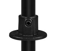KLEMP Noir Bride au sol, ronde, bride murale, bride de plafond, support, en fonte malléabl, vis incluses Typ 10TBC - 33,7 mm / 1"