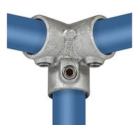 KLEMP Pièce d'angle 3 voies, 90°, raccord d'angle traverse, fonte malléable, galvanisé à chaud, vis incluses Typ 18D - 42,4 mm / 1 ¼"