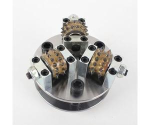 Klenbo 5 pouces/125 mm plaque de roue de marteau bouchardé avec 3 rouleaux pointes de roue pour meuleuse d'angle surface litchi pour béton granit marbre pierre meule diamantée