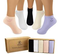 Klenton Bamboo Trainer Socquettes, Chaussettes Courtes Sneaker en Bambou pour Femmes, Tissu Naturel Doux et Respirant Soquettes avec coutures lisses, 5 Paires, Taille 37-41