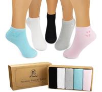 Klenton Bamboo Trainer Socquettes, Chaussettes Courtes Sneaker en Bambou pour Femmes, Tissu Naturel Doux et Respirant Soquettes avec coutures lisses, 5 Paires, Taille 37-41