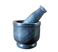 KLÉO 4" de Large Noir en Pierre Naturelle de Mortier et d'un Pilon Ensemble - Mortar Pestle Set