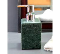 KLEO Distributeur de Savon/Lotion - Fabriqué en véritable marbre Vert Indien - Accessoires de Salle de Bain de Luxe - Ensemble de Bain - Vert