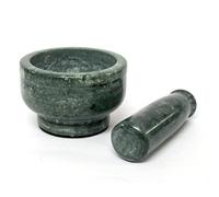 KLEO Ensemble de mortier et pilon en pierre naturelle de 10,2 cm de diamètre comme moulin à épices, presse-purée - Okhli et Musal (vert profond)…
