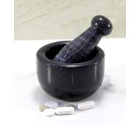 KLEO Ensemble de mortier et pilon en pierre naturelle noire de 7,6 cm de diamètre pour épices, broyeur de pilules…