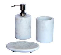 KLEO Luxury Lot de 3 Accessoires de Bain : Il inclut du Savon Liquide ou Un Distributeur de Lotion avec Pompe en Acier Inoxydable, Une Brosse à Dent/Une Boite pour Dentifrice et Un Porte Savon