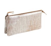 KLEO-PATHRA CUIR Grande Pochette 2 compartiments 22x11 cm Argent