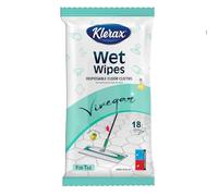 Klerax Lingettes humides nettoyantes à l'extrait de vinaigre - Jetables, se fixent au balai - Nettoyage puissant pour carrelage, céramique et tous les sols durs Parfum frais et pomme