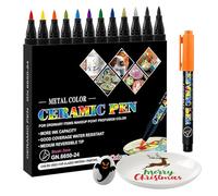 Klerbesh Feutres en Porcelaine, 12 Porcelain Pens Couleurs Marqueurs Peinture Imperméables à Pointe pour Pierre, Verre, Céramique, Bois, Toile, Créations DIY et Décorations (12)