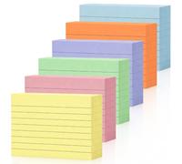 Klerbesh Fiches Bristol A8 lignées, 6 couleurs, Lot de 600 | Verso Libre pour Notes, Papier 150 g/m², 100 par Couleur, Format A8 5,2 x 7,4 cm, École et Université