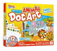 Klever Kits Activité de pointillés, Dot It Animaux, Art avec autocollants sans bavures pour enfants, Kits d'arts et de loisirs créatifs, Activités DIY pour cadeaux pour enfants de 3, 4, 5, 6, 7 ans