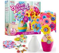 Klever Kits Kit de bricolage de fleurs avec boutons pour enfants, créez votre propre bouquet de fleurs avec bouton et feutre - Kits de fleurs DIY, cadeau d'art et d'artisanat pour filles