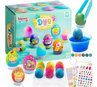 Klever Kits Kit de décoration d'œufs de Pâques à faire soi-même, 20 pièces, kit de teinture d'œufs de Pâques avec tablettes de couleur dégradée, supports d'œufs, autocollants de Pâques