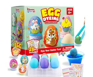 Klever Kits Kit de décoration d'œufs de Pâques à faire soi-même, 20 pièces, kit de teinture d'œufs de Pâques avec tablettes de couleur dégradée, supports d'œufs, autocollants de Pâques